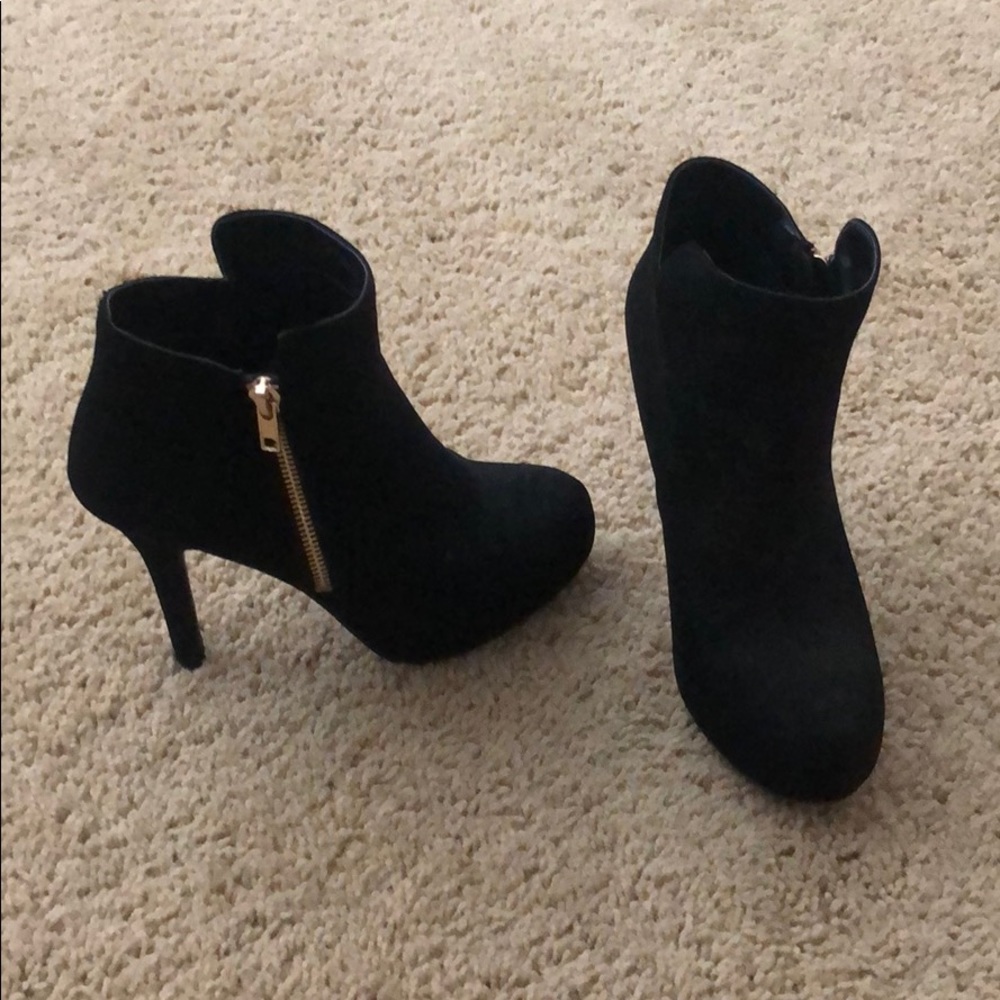 Sexy black ankle heel boots